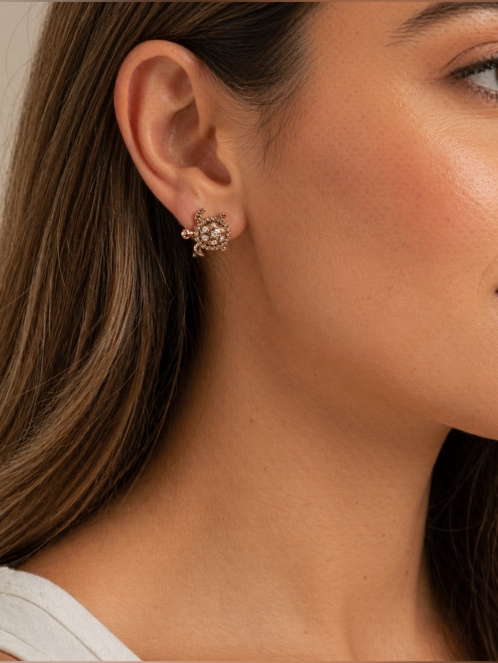 Rose Gold Turtle Earrings Costume Jewelry